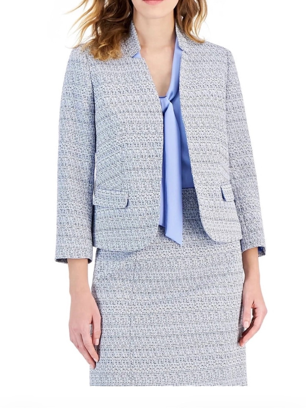 Kasper Light Blue Tweed Blazer